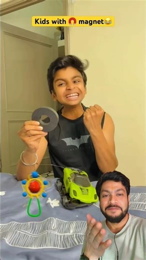 Kids with magnet and car