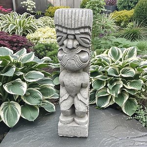 Tiki Garden Statue 15.5" Carved Concrete Polynesian Totem Pole Patio Bar Decor Yard Art Lawn Ornament Sculpture - Etsy