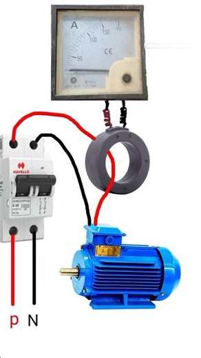 Single phase ammeter connection wiring#singlephasemotor#amperemeter#electrical#shorts#diy#trending