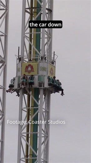 Drop towers use WHAT to stop you?