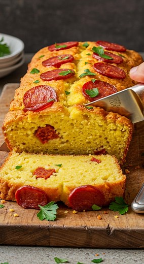 Cake au Chorizo & Fromage Fondant : un Délice Express pour Toutes les Occasions 🧀 La recette compléte dans le premier commentaire 💬 | Un jour Une recette