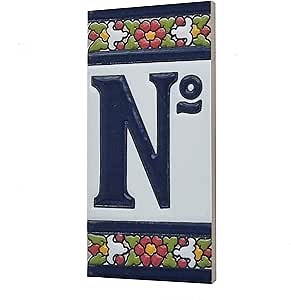 Spanish Floral Designed Ceramic Letter Tiles House Number Tiles and Frames (No Sign)