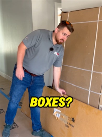 Nothing says “custom fit” like ordering a giant panel just to cut half of it off. 😂 Brad explains that a 36-inch cabinet panel wasn’t tall enough for this particular installation, so they had to order a full-height pantry panel instead. And yes—the box it comes in is HUGE. Even though the panel is made for a tall kitchen pantry, the crew will trim off a large section of the bottom so it fits exactly where it needs to go. It may seem wasteful at first glance, but having enough material to cut do