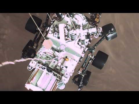 Perseverance’s Descent & Touchdown on Mars: Descent Stage Down-Look Camera POV (Official NASA Clip)