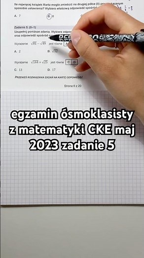 Roots, eighth-grade exam in mathematics CKE May 2023 task 5
