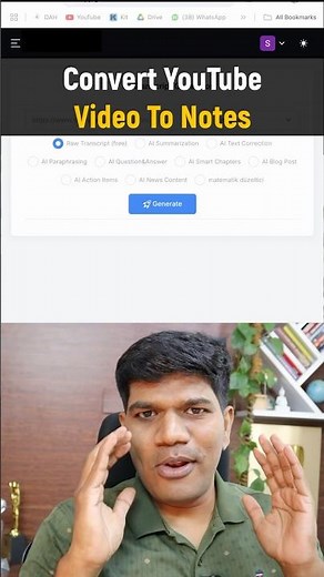 Convert YouTube video to notes #videototext #aitools