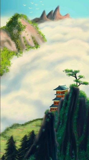 Digital Landscape Painting Process in Krita