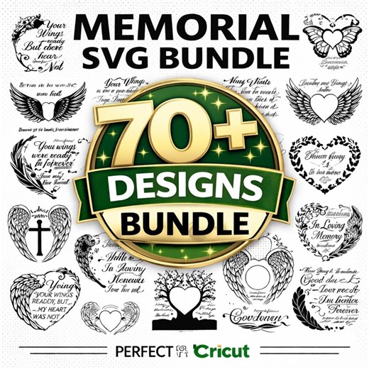 70+ Memorial SVG Bundle | in Loving Memory Quotes | Angel Wings & Heart (instant Download) - Etsy