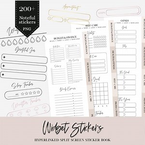 Noteful Digital Sticker Book Widget, Gold Widget Icon Productivity Finance Meal Self Care Transparent Minimalist Digital Trackers Bundle - Etsy