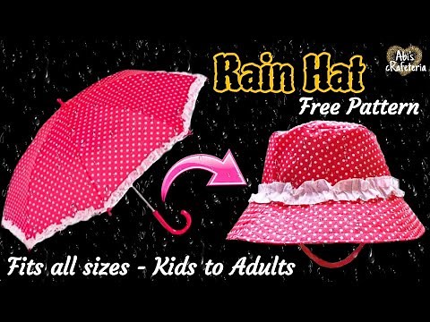 Sew Rain Hat from Old Umbrella | Bucket Hat FREE pattern for Kids and Adults | How to Stitch a hat