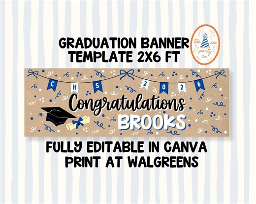 Editable Graduation Banner Template – DIY Hand Painted Party Decor (digital Download) - 2x6ft - Etsy