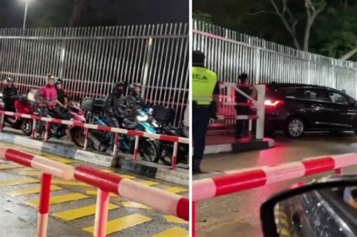 'Driver is damn dumb': Car causes jam at Woodlands checkpoint after driving into motorcycle lane
