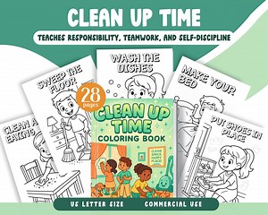 Clean up Time Coloring Pages | Commercial Use | 28-page PDF Household Chores for Kids, Cleaning Activity Coloring, Kids Chores - Etsy