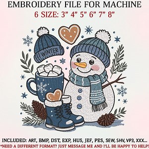 Snowman Embroidery Design, Cute Christmas Pattern, Winter Embroidery, Christmas Machine Embroidery File, Digital Download DST - Etsy