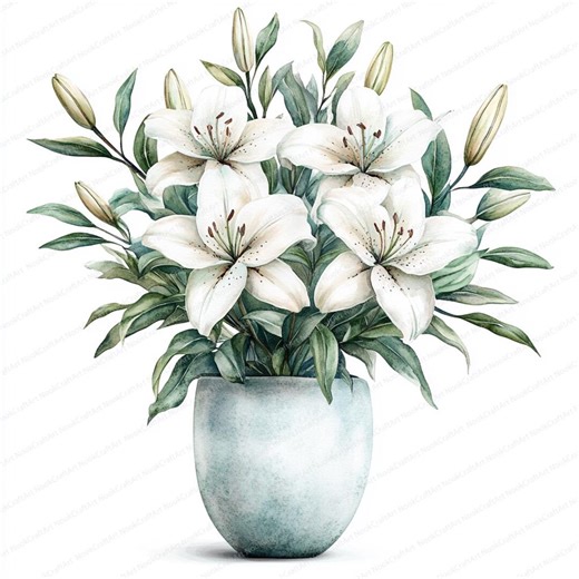 24 Lily Border Clipart | Vertical Floral Decoration Design | Printable Watercolor Clipart | High Quality Jpgs | Paper Craft | Junk Journal - Etsy