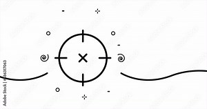 Sniper scope with a crosshair inside. Accuracy concept. One line drawing animation. Motion design. Animated technology logo. Video 4K.