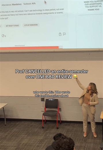 Professor Cancels Semester After One Bad Review