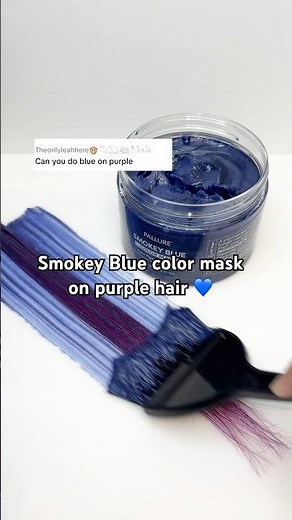 Smokey Blue semi-permanent color mask on purple hair 💙 Pallure