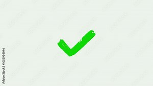 green checkmark symbol yes approve choice, Check mark brush paint style symbol animation on white background, Yes sign. Correct vote icon on white background, Check Mark Vote Yes 4k Animation.