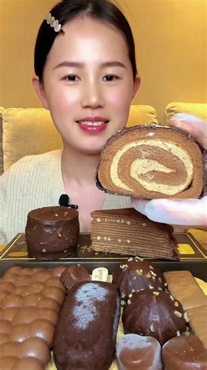 Chinese Beautiful Delicious 😋🍫 Chocolate Cake Roll 🍫 Mille Layer, Sea Salt Puffs with Chocolate Sandwich Cookies and Dark Chocolate Brownie Ice Cream & Sparkling Milk 🍫 Chocolate Mukbang ASMR #cake #icecream #desserts #foodvlogs #chinesefood #IceCreamRoll #mukbangasmr #eatingchallenge #mukbang #chocolate #chocolateicecream #foodvlogs #chinesedessert #chocolatedessert #icecreamcake | It's Unique Food ASMR