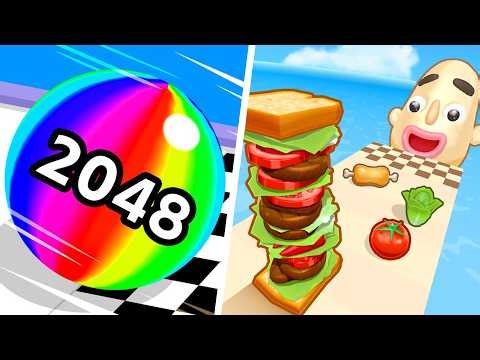 Ball Run 2048 vs Sandwich Runner gameplay - All Level Android,ios #13