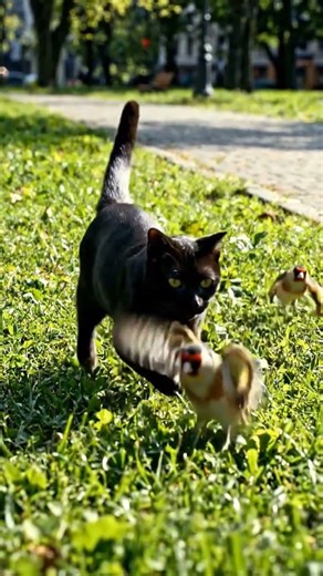 cat vs bird chase