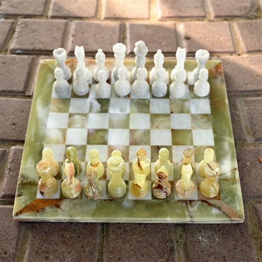 Green Onyx Marble Chess Set: Handmade Vintage Decor , 12-inch Chess Board With Weighted Pieces - Etsy