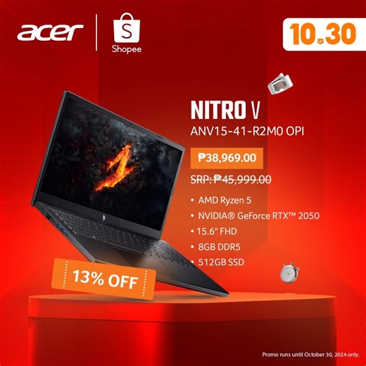 Your game streaming setup is just a click away at the Acer PH Shopee Store (https://bit.ly/3X9gY1y). 🎮 Enjoy up to 18% OFF on high-quality gaming gear 🎮 Score a ₱20 Follow Voucher 🎮 Receive free shipping up to ₱100 🎮 Get a Mega Discount Voucher for 20% OFF (capped at ₱1,000) Add to cart now—this offer is only up for grabs until October 30, 2024! 🛒 | Acer Philippines