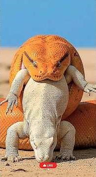 Giant python attacks Komodo dragon ‼️Komodo dragon catches a goat #discovery #animals #wildlife