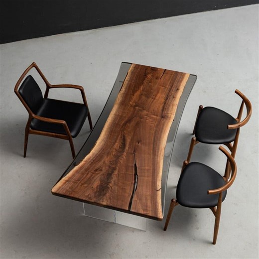 Handmade Live Edge Epoxy Dining Table – Solid Wood, Modern Desk - Etsy