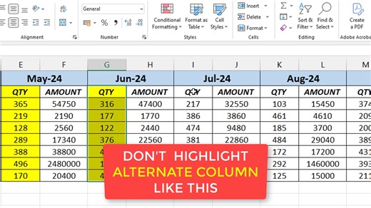 58K views · 552 reactions | highlight alternate columns in seconds #exceltricks #exceltips | Mukul Jain | Facebook