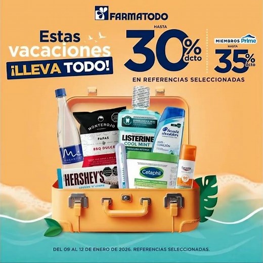 ¡ Aprovecha hasta el 35% dcto en estas vacaciones con Farmatodo !