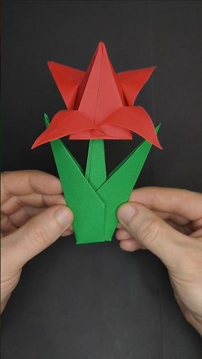 Easy Paper Flower Stem & Leaves 🌱 #paperflower #origami #diy