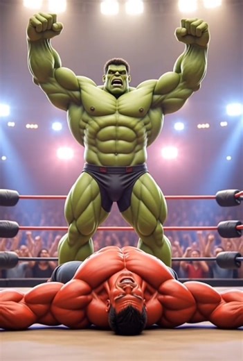 Red Hulk Loses! Green Hulk Wrestling Knockout 💪#youtubeshorts #hulk #shortvideo #virel