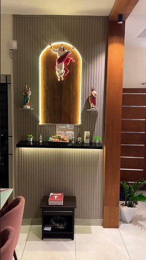 Modern Christian Prayer Corner Design | Home Altar Setup with LED Lights