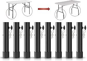 8-Pack Folding Table risers for Folding Tables Straight/Bent Leg, Durable Folding Table Leg Extensions 2 Levels/Heights Table Leg Extenders 3.6in/5.2in-All for Treating Your Back Pain