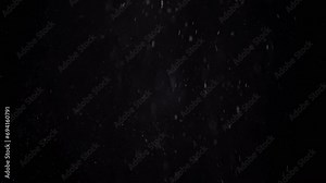Falling Mixed Particles, Snowfall, Dust, Debris, Powder on Black Background. Whirlpool flying particles of white snow, snowflakes, flakes rotate in cloud fog. Blizzard, star rain. Space. Abstract.