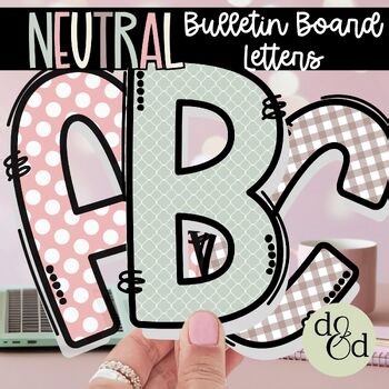 Pink and Sage Neutral Bulletin Board Doodle Letters, Boho Classroom Decor