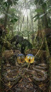 Leopard and jaguar meet a python in the forest😱🐍🐆 | Nature Interaction AI