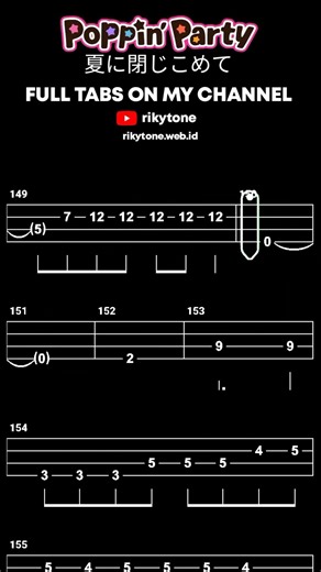 【BASS TAB】POPPIN'PARTY - 夏に閉じこめて | WITH PDF FILE #shorts #basstabs #poppinparty