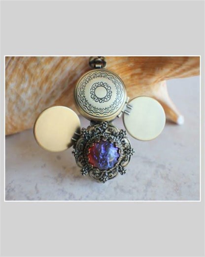 Red Mexican Fire Opal Photo Locket