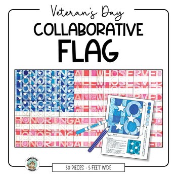 Veterans Day Activity • American Flag • Collaborative Poster • Art Lesson