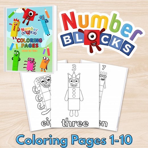 Numberblocks Coloring Pages Printable Activity Book for Kids Numbers 1 to 10 Digital Download - Etsy