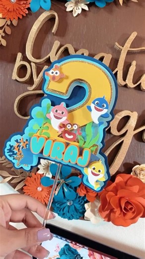 Baby shark cake topper | cake smash | first birthday party | cake topper