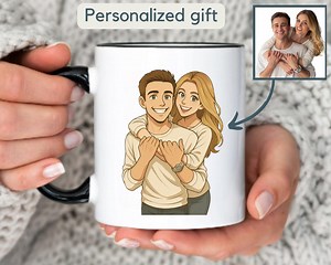 Personalized Ghibli Style Photo Mug Gift Custom Anime Portrait Coffee Cup Cartoon Drawing Gift for Couple Customizable Art From Picture Text - Etsy