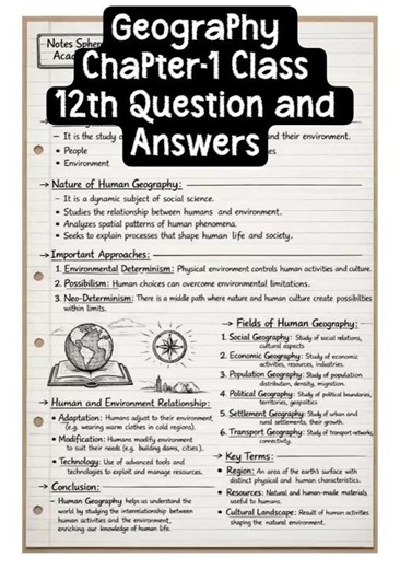 📚 Class 12 Geography Chapter 1 Question & Answer | NCERT Explained in Easy Notes ✍️🌍