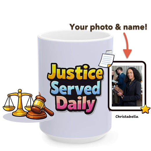 Personalized Lawyer Mug - Justice Daily Cartoon Custom Ceramic Coffee Cup Gift