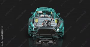 Efficient Driving. Electric Cars With Start-Stop Technology. Visible Interior Parts. 4K 3D Concept Animation.