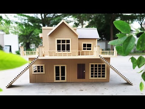 Building Cardboard Villa House DIY at Home - Dream House - Popsicle Stick House