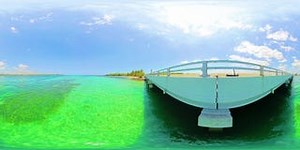 360 equirectangular spherical video of water from a bridge